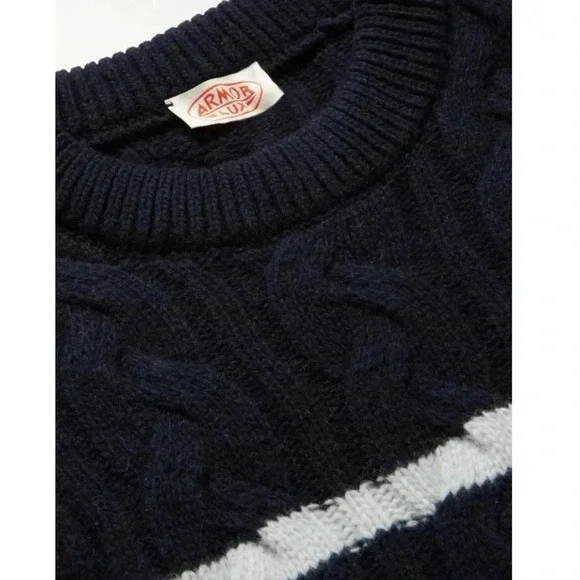 Armor Lux NWT Wool Fisherman Sweater Striped Navy - Picture 6 of 15